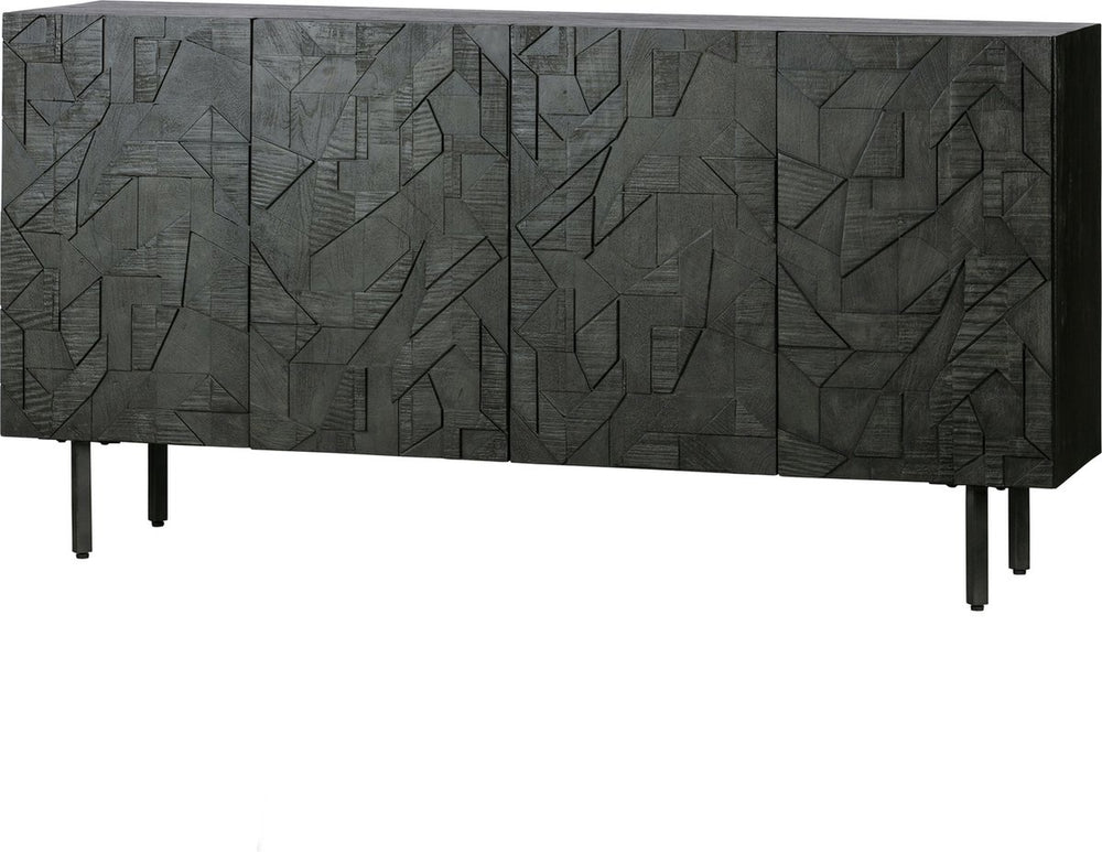 Woood counter dressoir - hout - zwart - 83x160x40