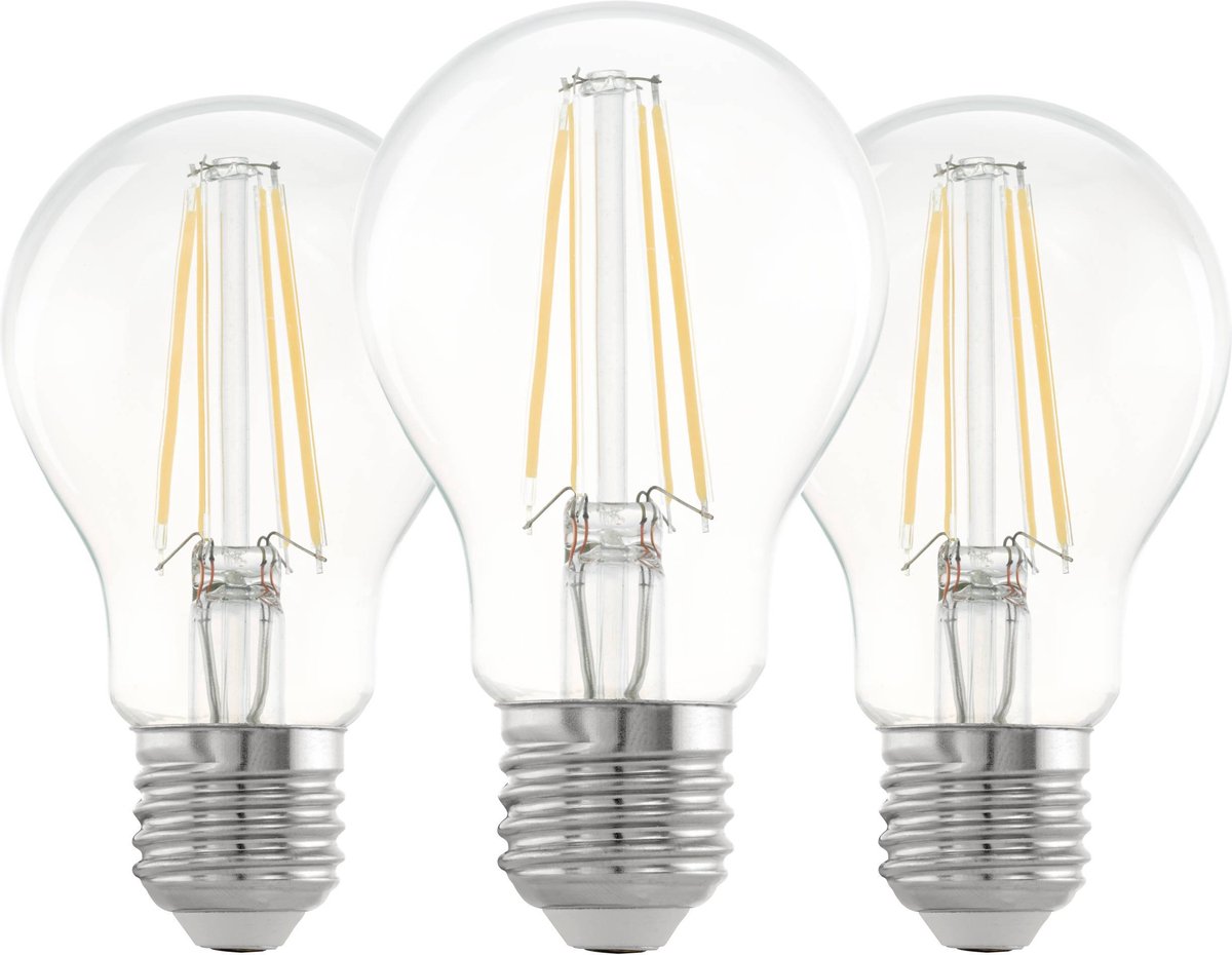 Eglo led lamp - e27 - ø 6 cm - a60 - helder - 2700k - set van 3