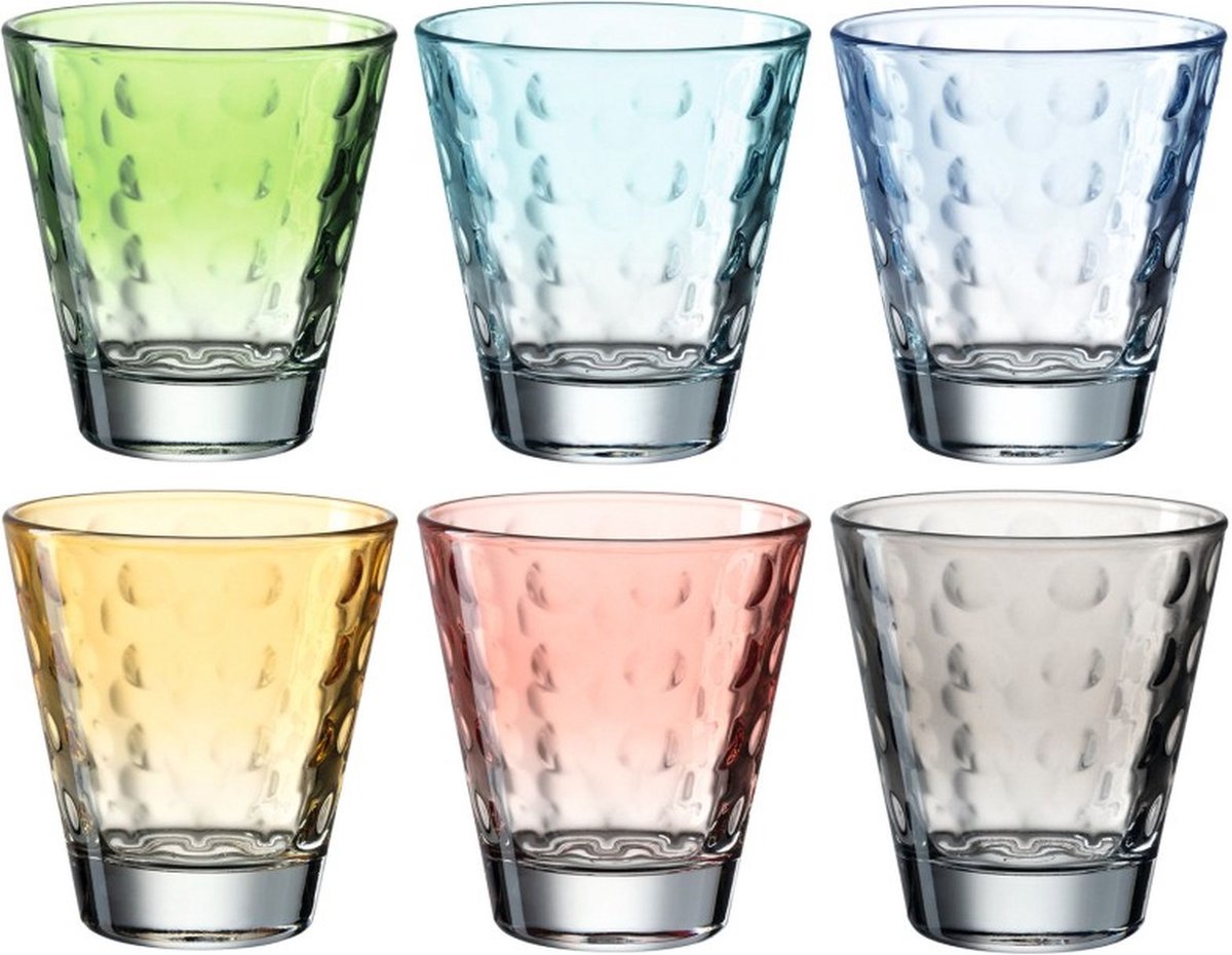 Leonardo optic glazen assorti pastel 215ml - set 6