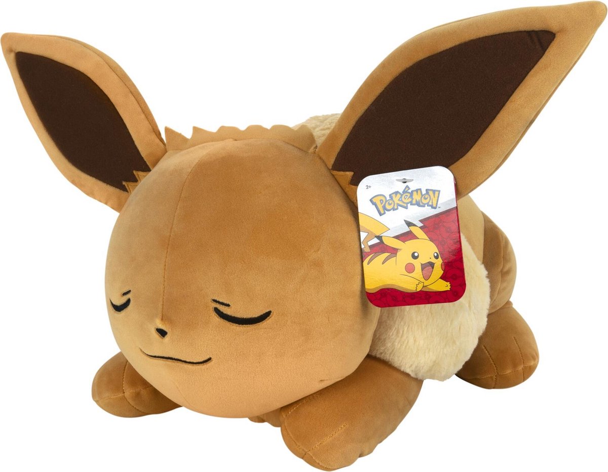 Jazwares pokémon slapende knuffel pluche eevee, 45cm