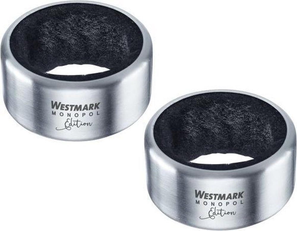 Westmark 2 druppelringen incl. 2 reserve-inzetstukken, monopol edition, roestvrij staal siliconen vilt, alessio, zilver zwart, 61843360