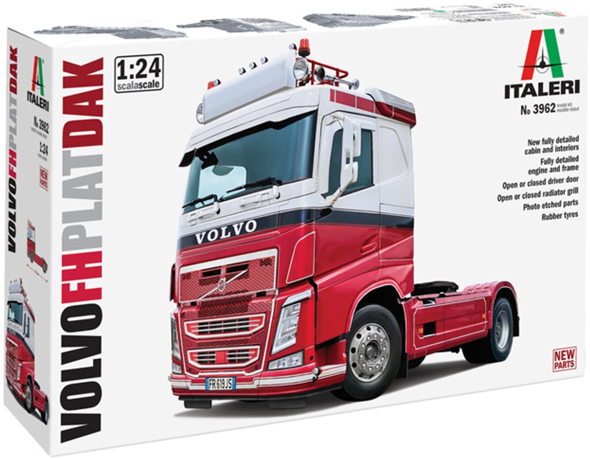Italeri modelbouwpakket vrachtwagens - 3962 volvo fh4 truck 4x2 plat dak plastic - 1:24 - modelbouw