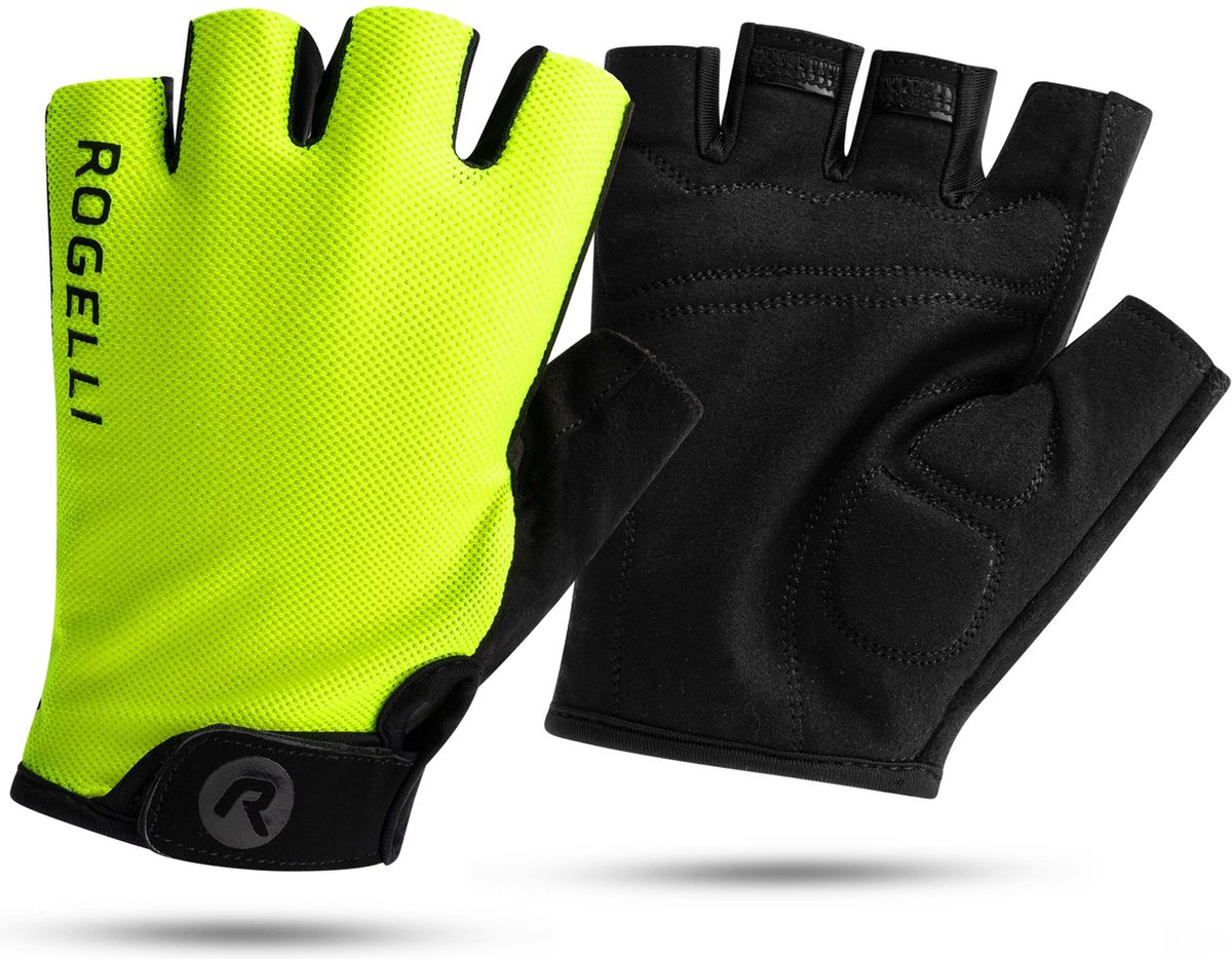 Rogelli core fietshandschoenen zomer - wielrenhandschoenen heren - handschoenen met padding - fluor - maat s