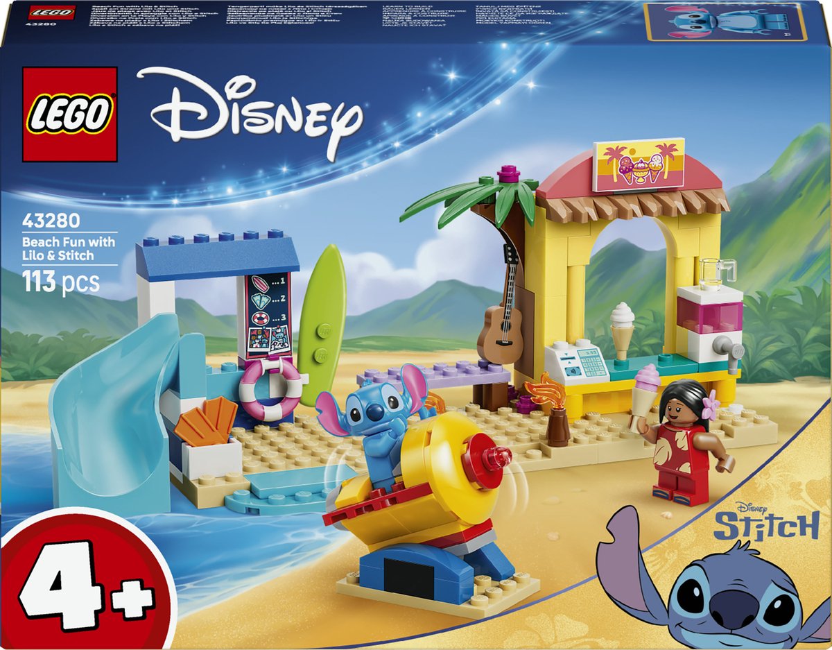 Lego ǀ disney strandplezier met lilo en stitch bouwbaar speelgoed voor kinderen en decoratie 43280