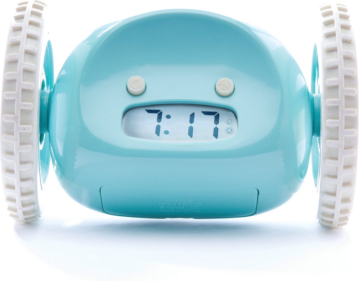 Clocky - alarm klok op wielen - lichtblauw - cl-blue