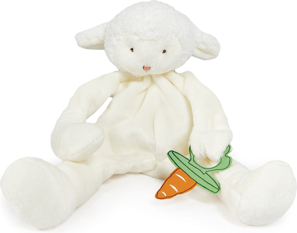 Bunnies by the bay knuffeldoekje met speenhouder lammetje - speendoekje - extreem zacht - klittenband sluiting voor speen - machine-wasbaar - 25 cm - wit
