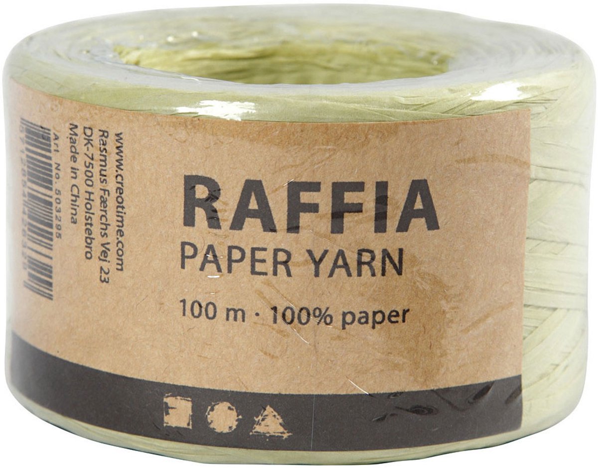 Creatief bedrijf papier raffia garen lichtgroen, 100m
