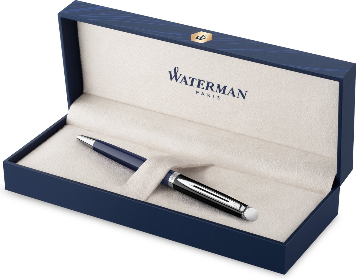 Waterman hémisphère balpen | zwarte en blauwe lak met palladium-gecoate afwerkingen | medium punt | met geschenkdoos