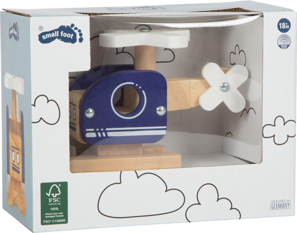 Small foot - wooden helicopter blue