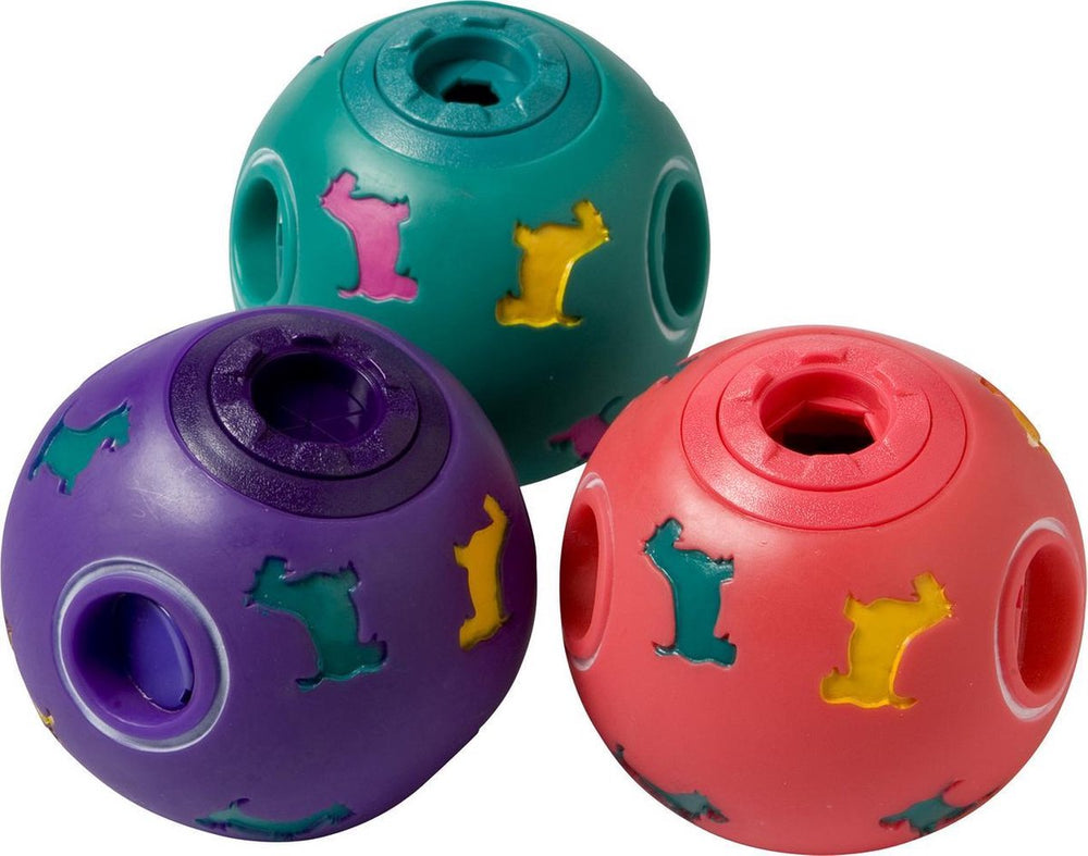 Flamingo hondenspeelgoed – snackbal braxton ø11cm – vulbare snackbal met verstelbare opening – interactief hondenspeelgoed met geluid
