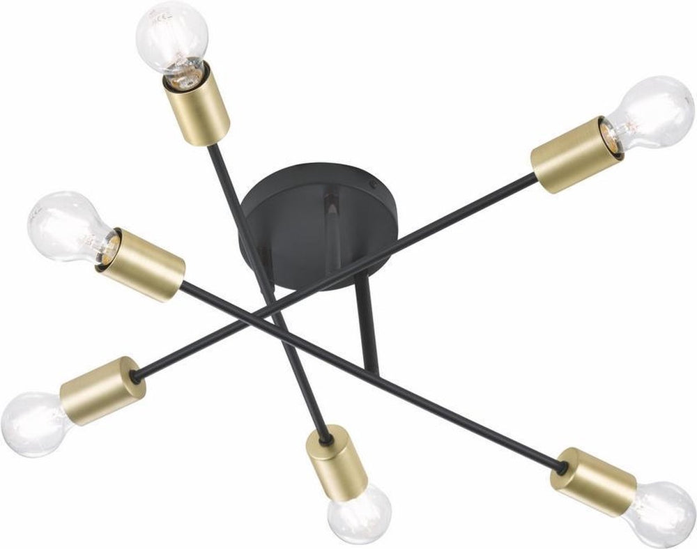 Trio cross - plafondlamp - zwart mat - excl. 6x e27 6 w - zwenkbaar - plafondbevestiging