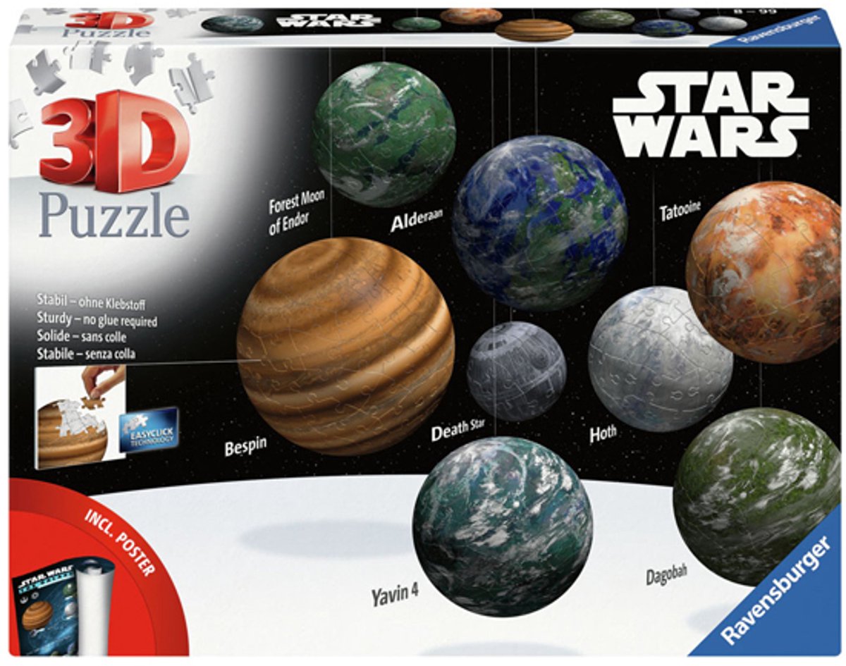 Ravensburger 3d puzzel star wars planeet van het sterrenstelsel, 531ste.