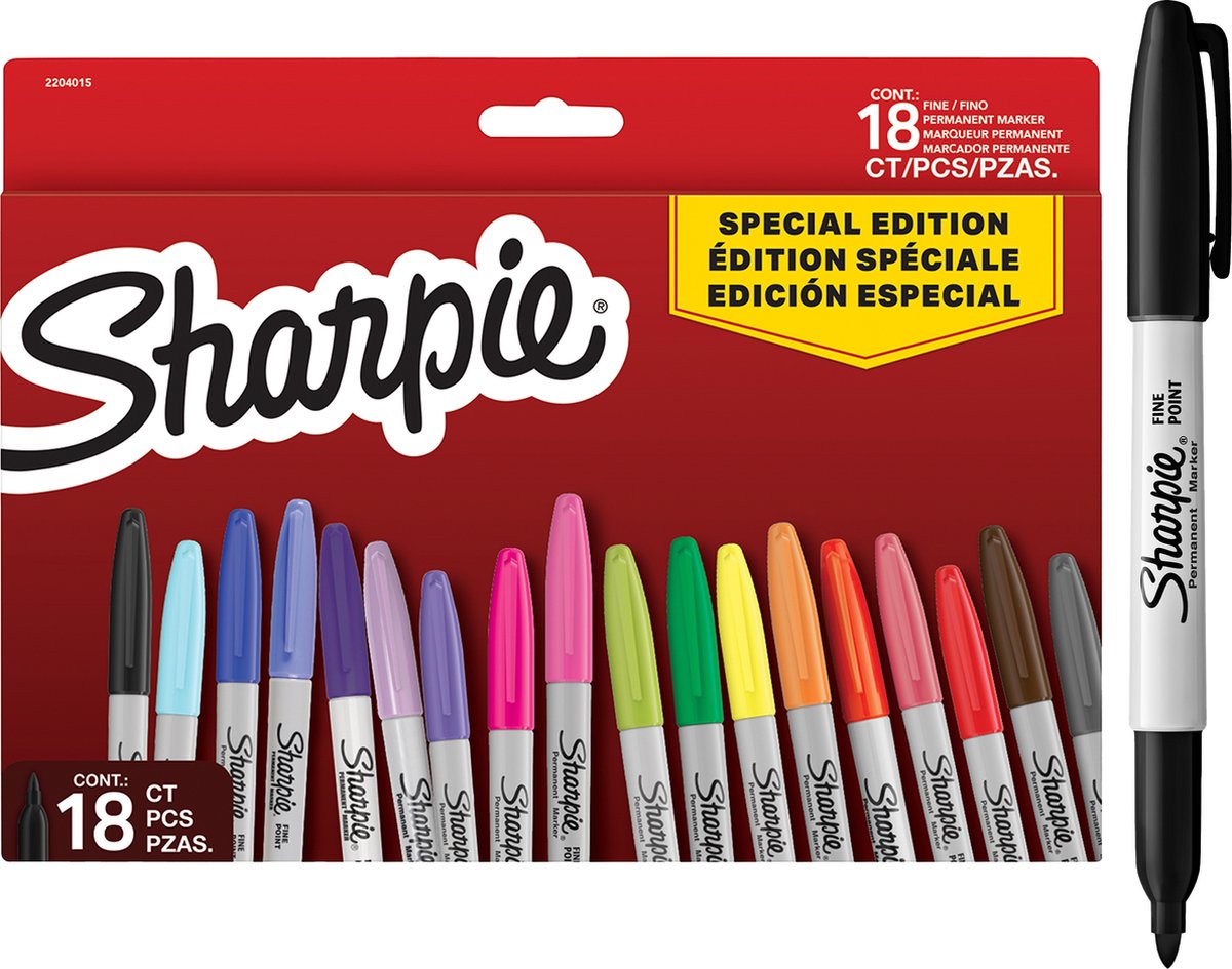 Sharpie set van permanent markers | limited edition verschillende kleuren | fijne punt | 18 markers | back to school-set