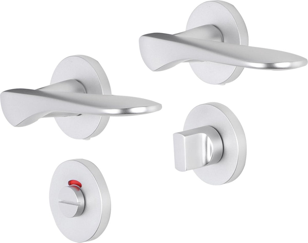 Impresso deurkruk - watford - voor binnen - rond met rond toiletrozet - aluminium - 2 stuks