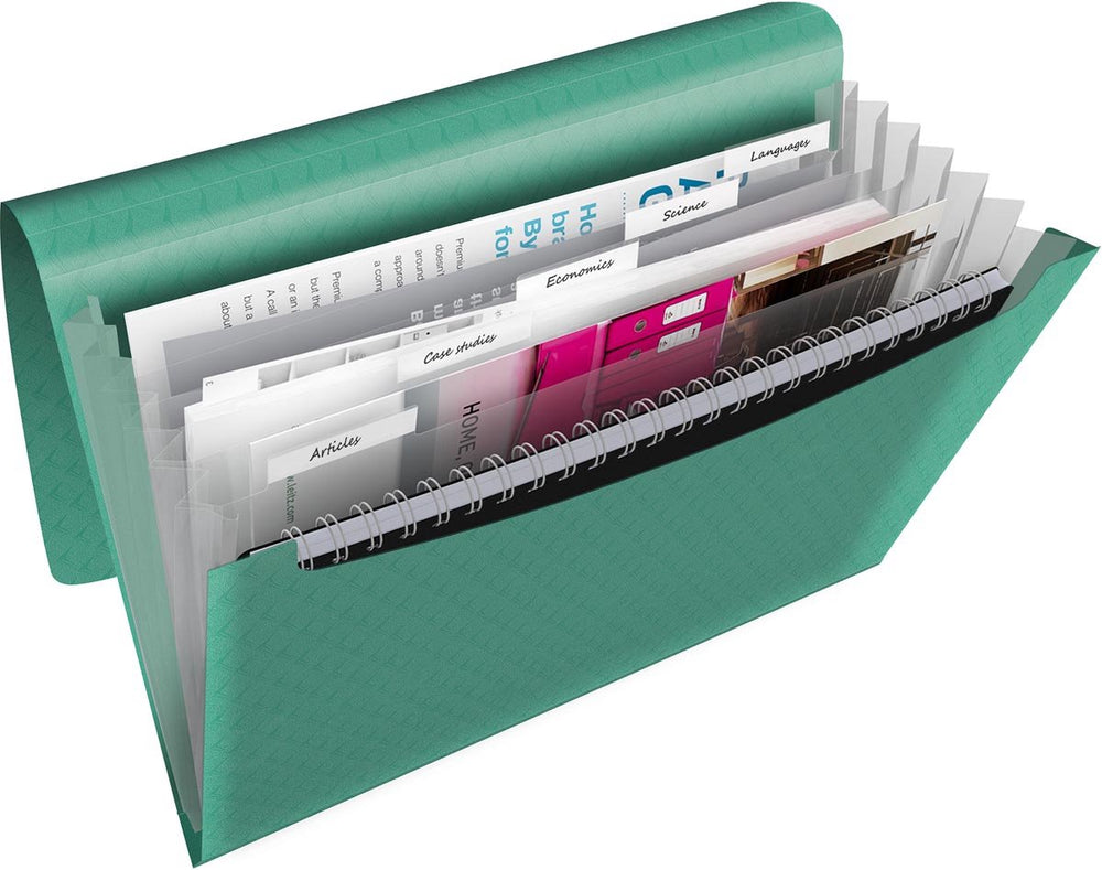 Esselte colour'breeze a4 uitzetbare projectmap - organiser met 5 tabbladen 6 vakken - groen