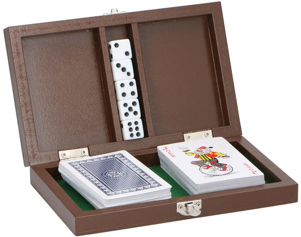 Playing Card and Dice Set in Wooden Box