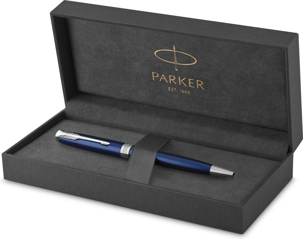 Parker sonnet balpen | blauw gelakt met palladium trim | medium punt zwarte inkt | geschenkverpakking
