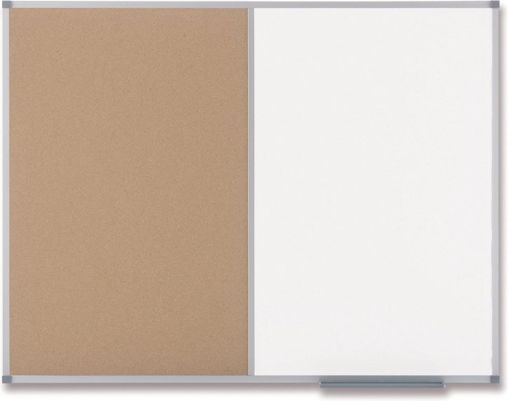 Nobo classic combi kurk staal notitiebord whiteboard memobord inclusief bevestigingsmateriaal - 900x600mm -wit natuurbruin