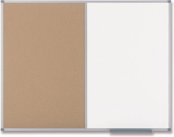 Nobo classic combi kurk staal notitiebord whiteboard memobord inclusief bevestigingsmateriaal - 900x600mm -wit natuurbruin