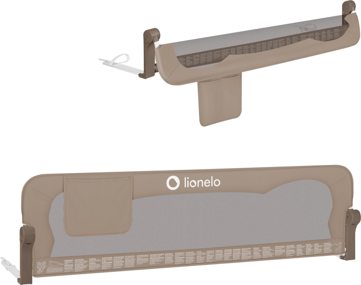 Lionelo eva bedhekje – veiligheidsbarrière tot 27 kg – 180° opvouwbaar – 150 cm breed – duurzaam aluminium frame – securebelt standsafe blokkade – voor kinderen 18m-5j