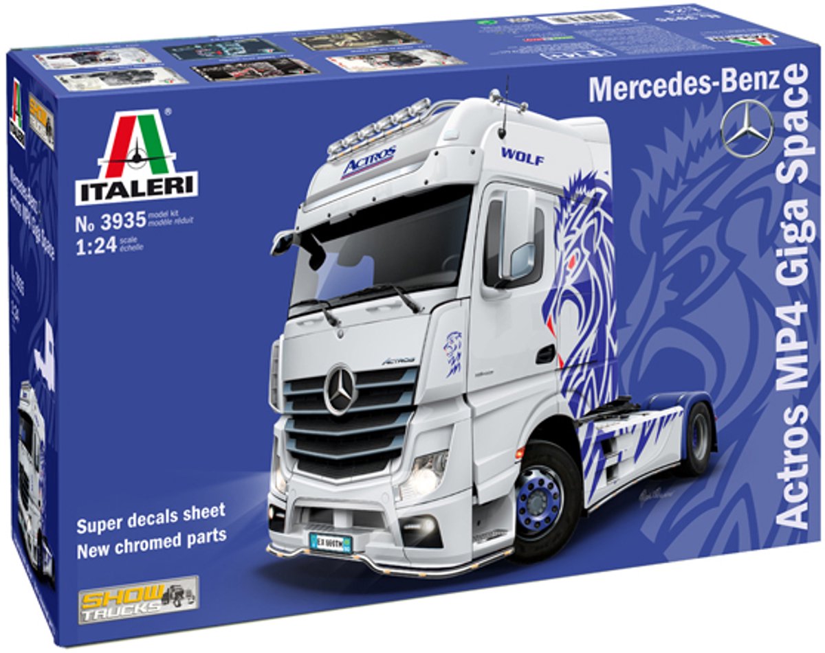 Italeri modelbouwpakket vrachtwagens - 3935 mercedes-benz actros mp4 giga sp plastic - 1:24 - modelbouw