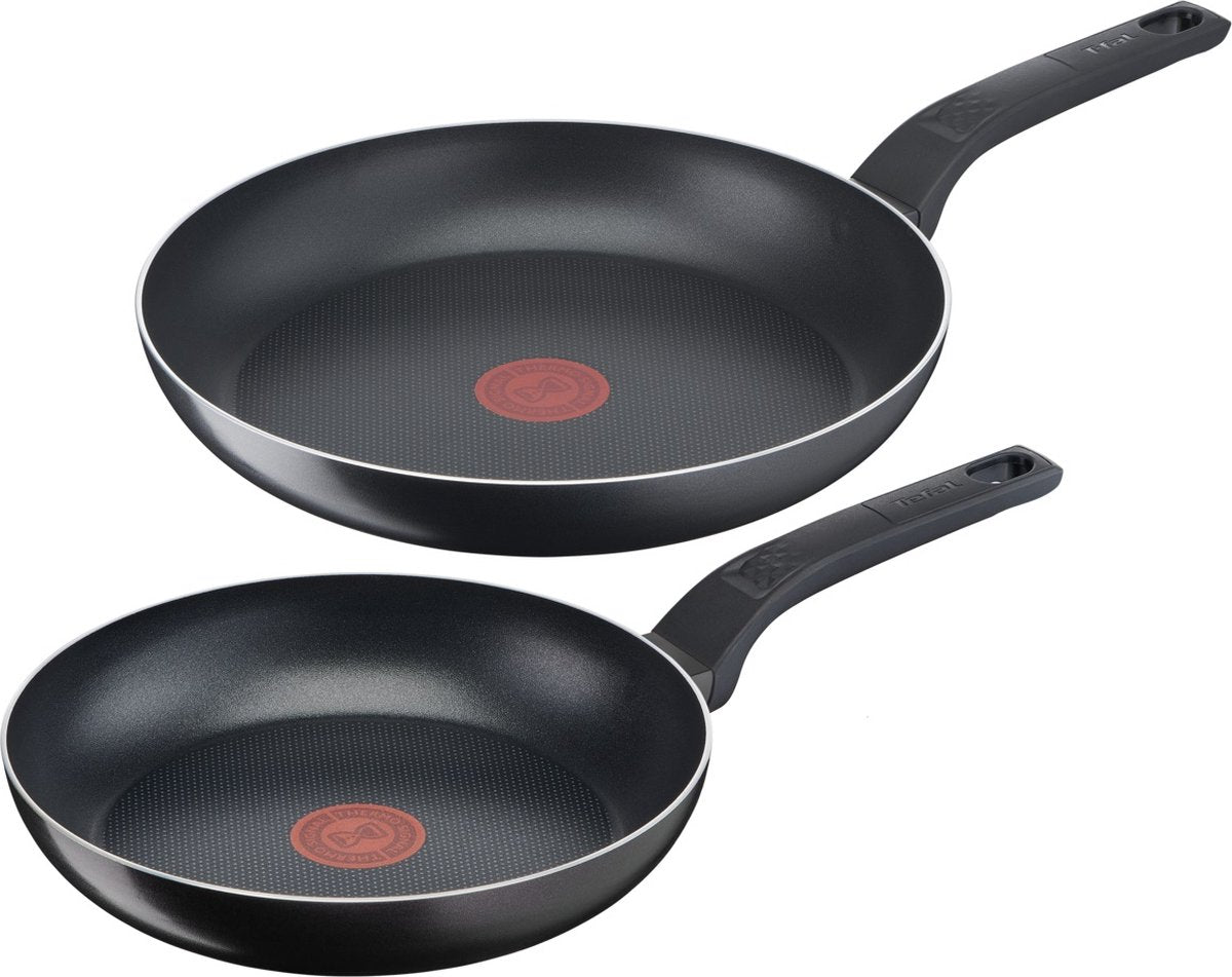 Tefal easy cook clean - koekenpannenset - ø24 en ø28 cm - niet geschikt voor inductie - anti-aanbaklaag - aluminium - zwart