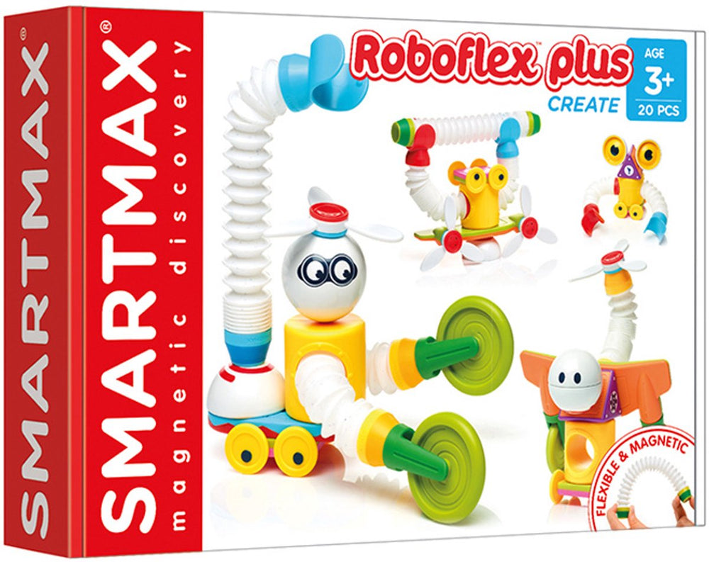 Smartmax roboflex plus - magnetische robots bouwen - 20-delige bouwset met flexibele staven - educatief speelgoed voor kleuters - vanaf 3 jaar