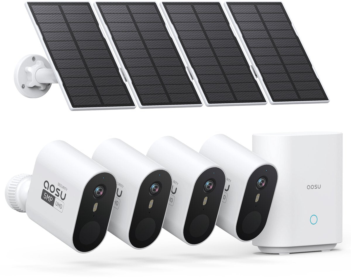 Aosu solarcam system max - 4 beveiligingscamera’s - 2k resolutie - zonne-energie - draadloos - 32gb