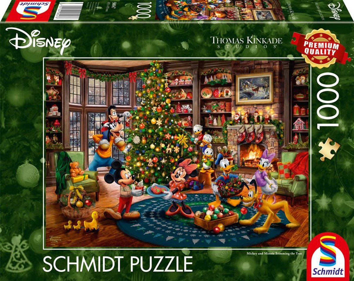 Schmidt - legpuzzel - disney, mickey minnie versieren de boom - thomas kinkade studios - 1000 stukjes - volwassenen - vanaf 12 jaar