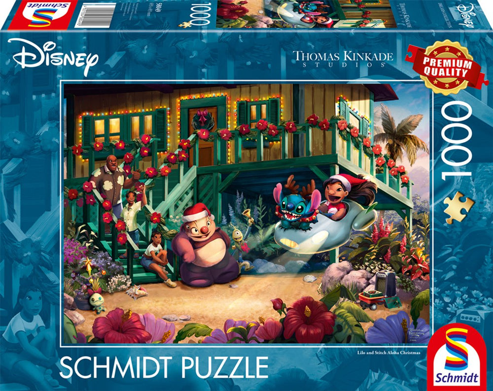 Schmidt - legpuzzel - disney, lilo en stitch aloha christmas - thomas kinkade - 1000 stukjes - volwassenen - vanaf 12 jaar