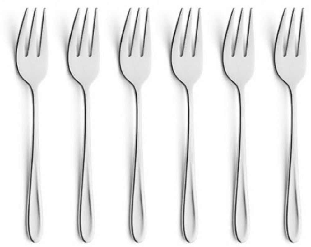 Amefa monaco - 6-delige gebaksvorkjes set - voor 6 personen - zilverkleurig - rvs - vaatwasmachinebestendig - 18 10 - 6 persoons