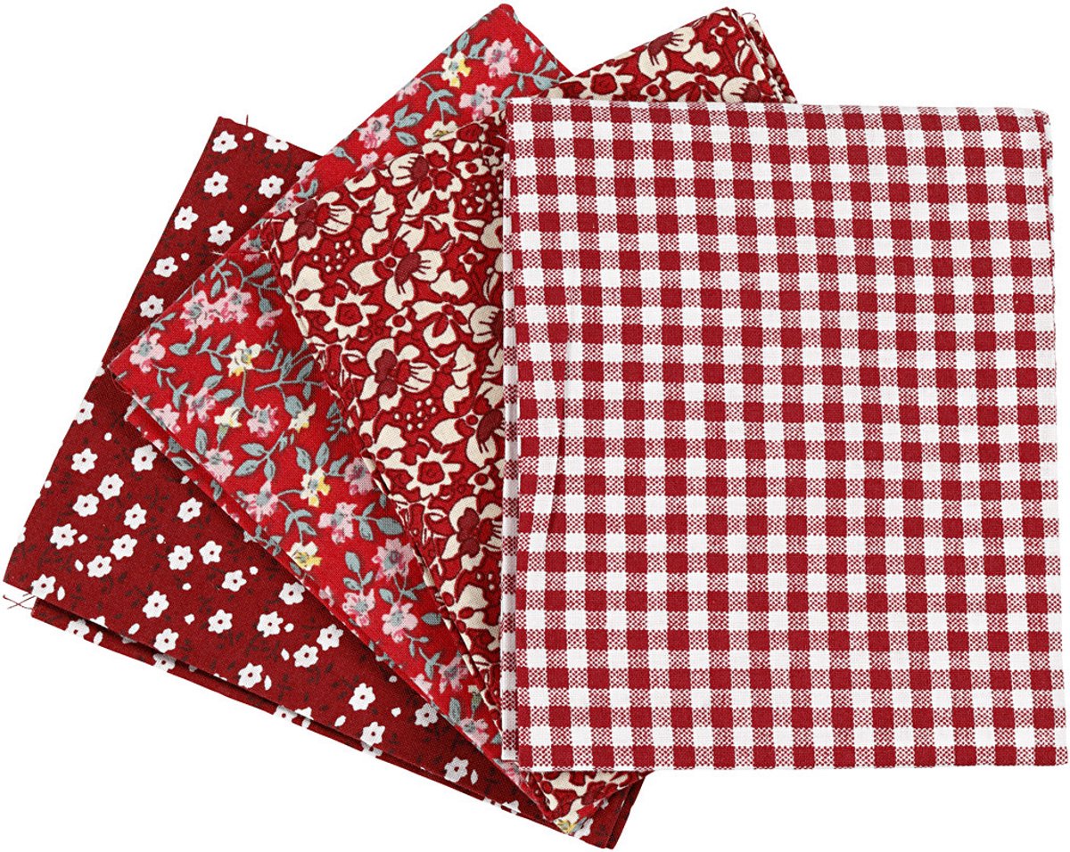 Creativ company patchwork stof rood 45x55cm, 4st.