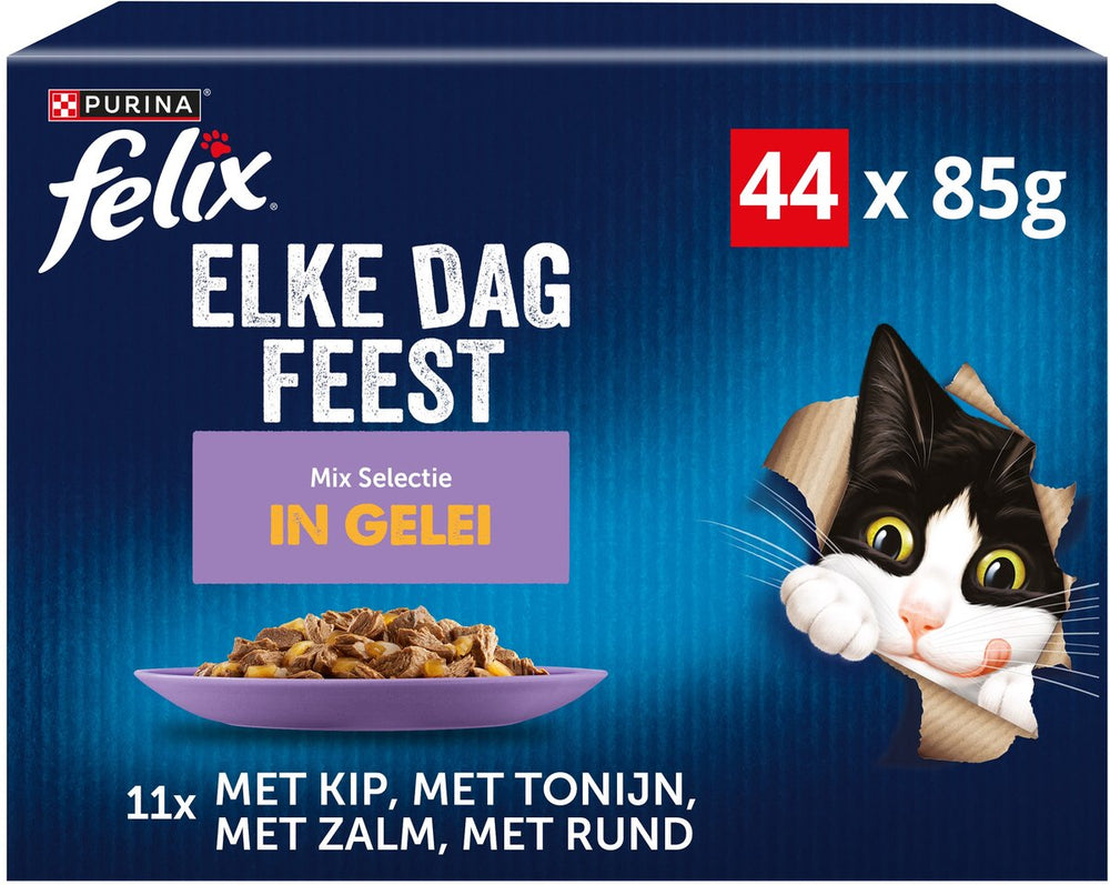 Felix zakje elke dag feest in gelei mixbox tonijn zalm rund kip