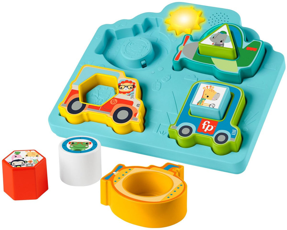 Mattel fisher-price shapes sounds vehicle puzzel met voertuigen - vormen - geluid - educatief speelgoed - baby - peuter