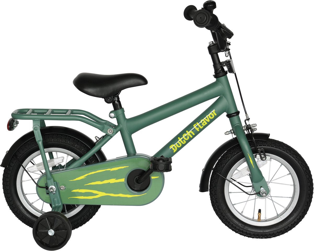 Dutch flavor kinderfiets 12 inch - groen - 2 tot 4 jaar - knijprem en terugtrap