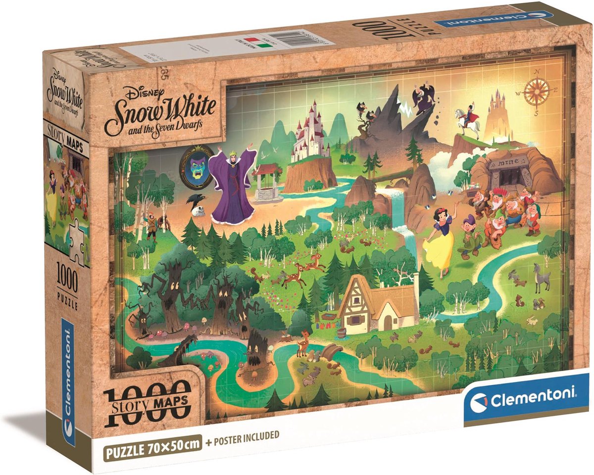 Clementoni - puzzel - 1000 stukjes - disney sneeuwwitje story maps