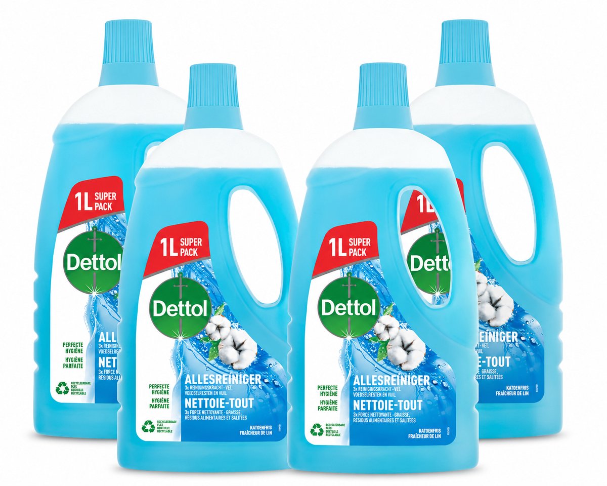 Dettol allesreiniger power fresh - katoenfris- 4 x 1l