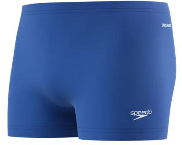 Speedo endurance+ logo aquashort heren - strakke zwemshort heren - chloorbestendige zwembroek mannen - kleurvaste sportzwembroek heren - blauw wit - s