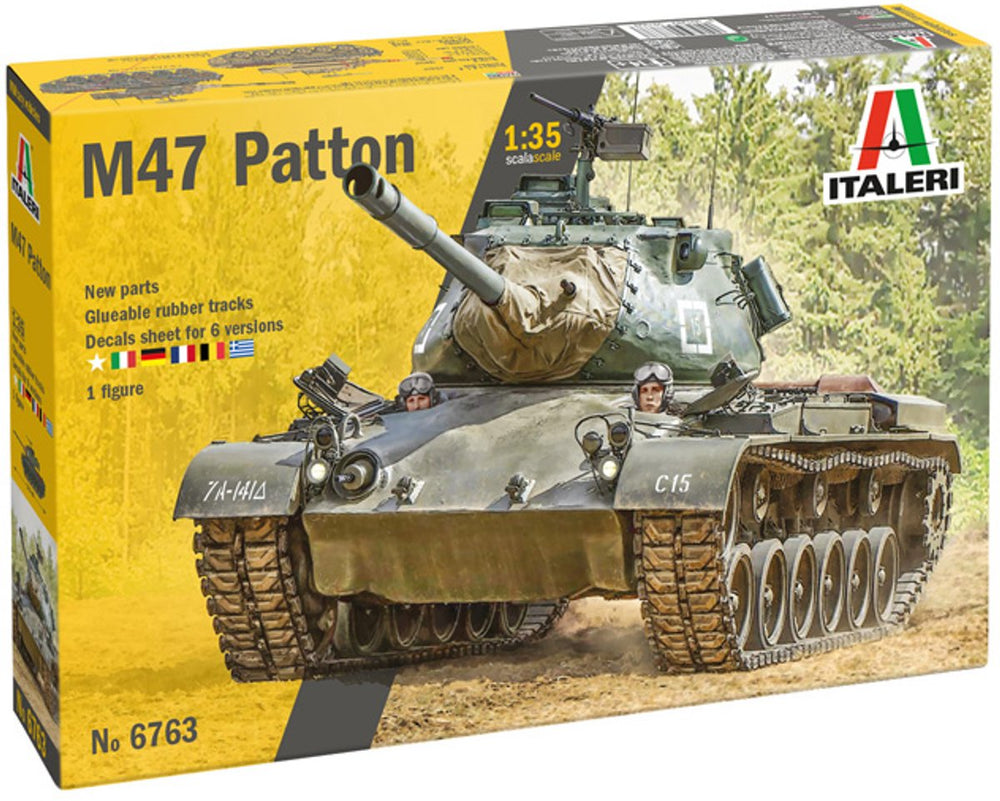 Italeri modelbouwpakket militaire voertuigen - 6763 m47 patton - 6 decal opties - gevechtstank plastic - 1:35 - modelbouw