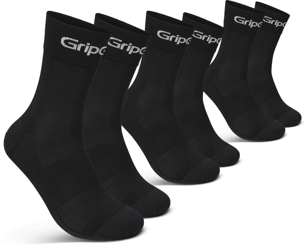 Gripgrab - ride regular cut zomer fietssokken 3 paar wielersport coolmax sokken - unisex - zwart
