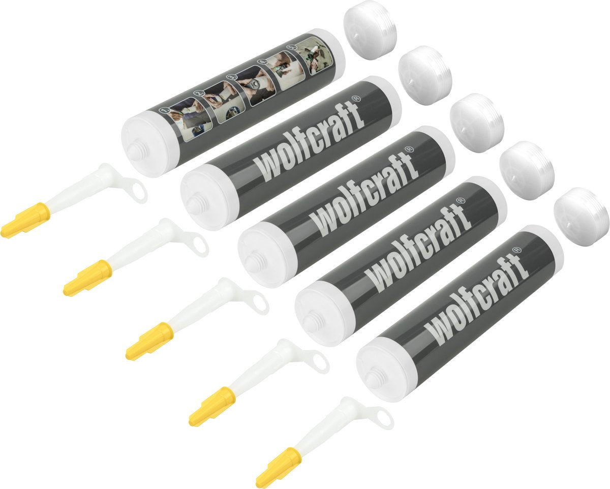 Wolfcraft - lege kit koker - 5 stuks - leeg patroon tegels voegen met voegmortel - 4044100