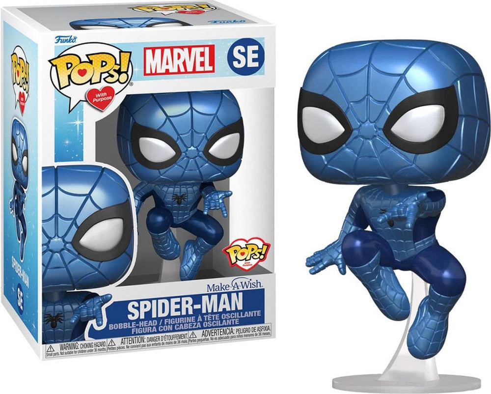 Funko pop! marvel: make-a-wish - spider-man metallic blue