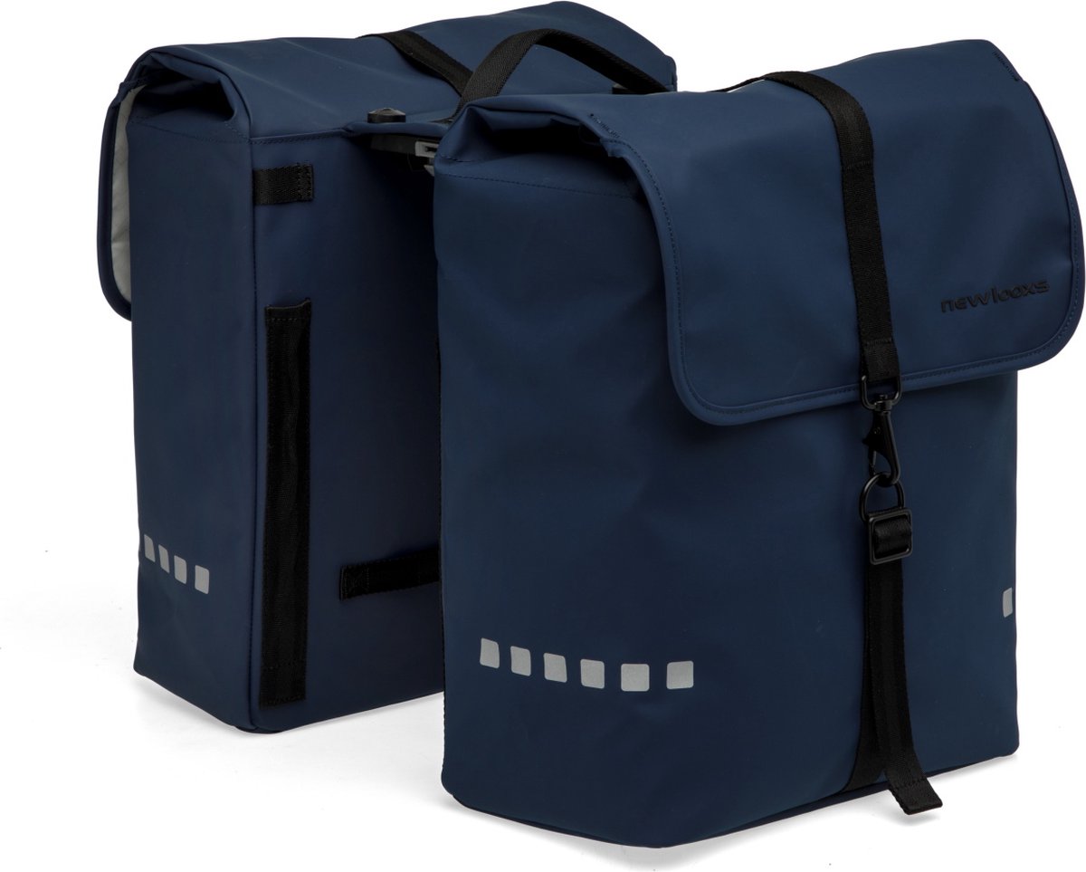 Newlooxs new looxs ® odense double mik - dubbele fietstas - geschikt voor elektrische fietsen - afneembare tas voor mik bagagedrager - waterafstotend polyester - 39 liter - dark blue
