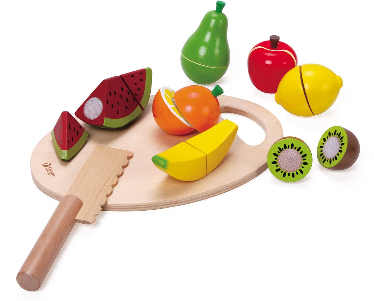 Klassieke Wereld Wereld Houten Snijfruit met Snijplank, 17dlg.