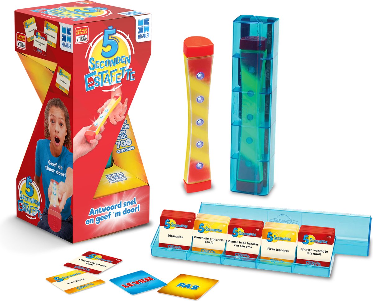 Megableu 5 seconden estafette - spelletjes voor kinderen en volwassenen - keer op keer spannend! - party game voor vrienden en familie