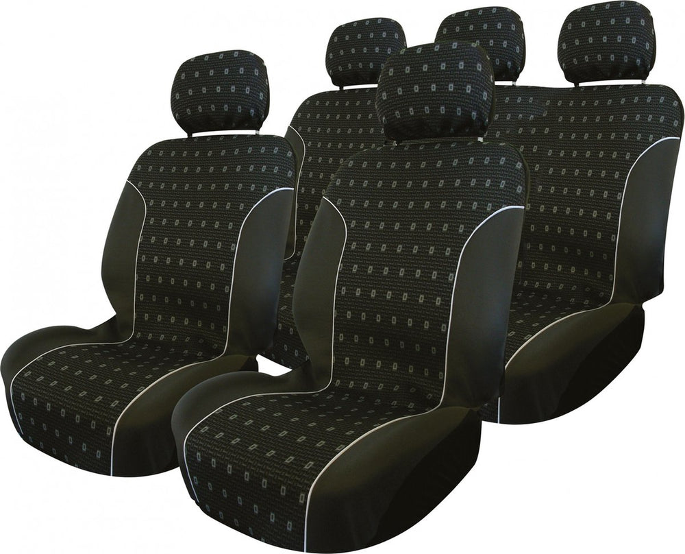 Carpoint stoelhoesset charcoal 9-delig zwart - autostoelhoes set