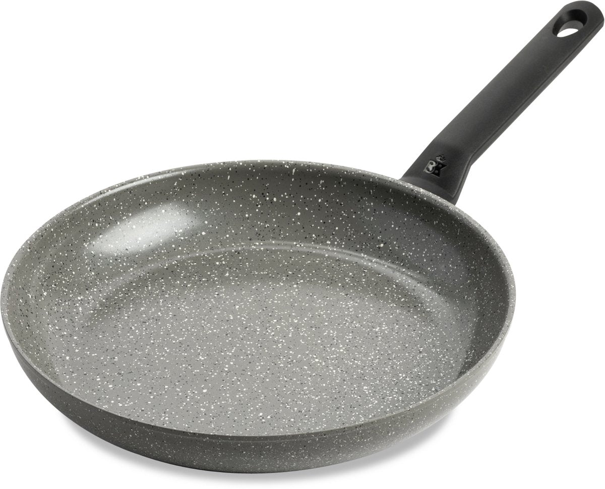 Bk granite ceramic keramische koekenpan 28cm – inductie koekenpan – zonder deksel – ovenbestendig tot 160°c – koudgreep – pfas‑vrij – grijs