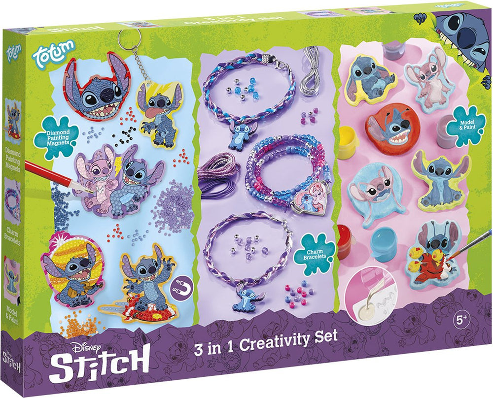 Creatieve knutselgroep totum 3in1 stitch diamant schilderen, armbanden maken en gipsgieten knutselset