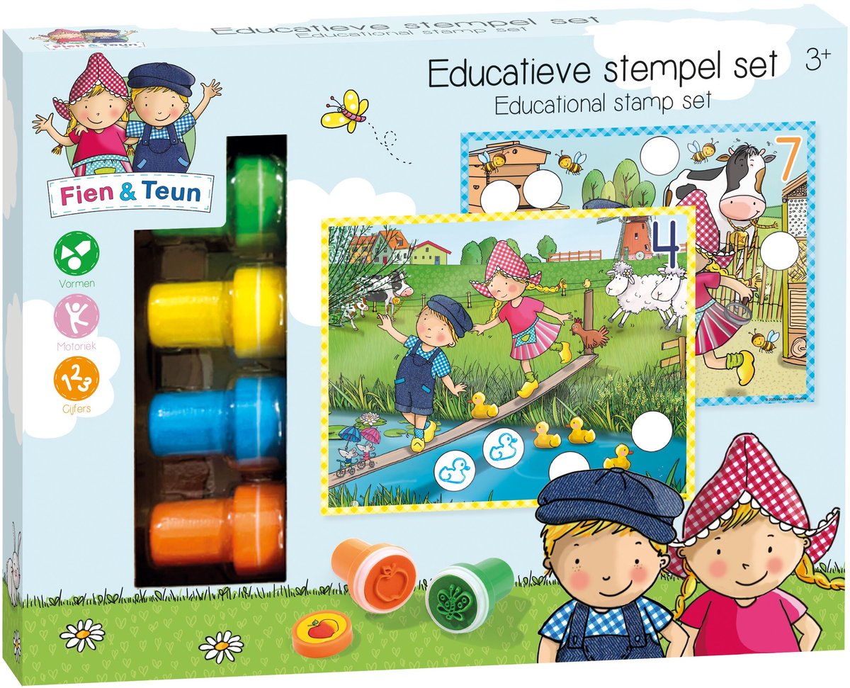 Bambolino speelgoed fien en teun educatieve stempelset 14-delig