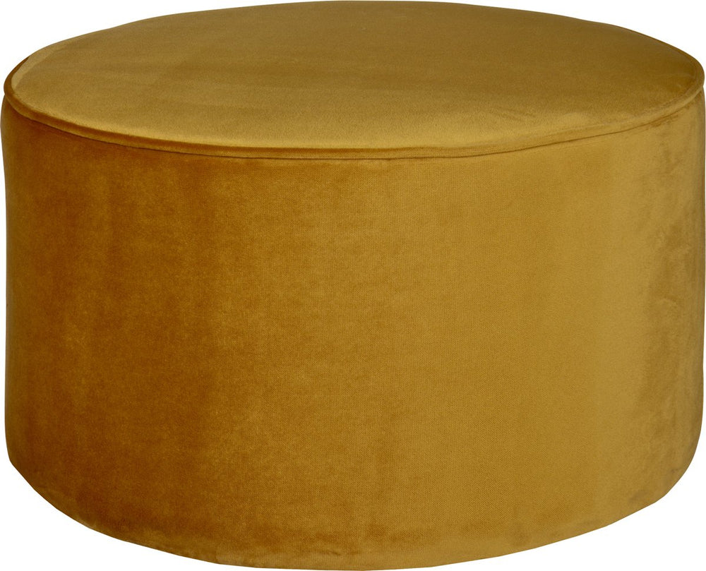Woood sara poef laag - velvet - oker - 36x60x60